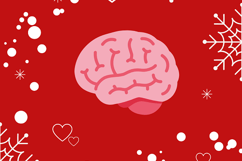 Grafika mózgu na czerwonym tle