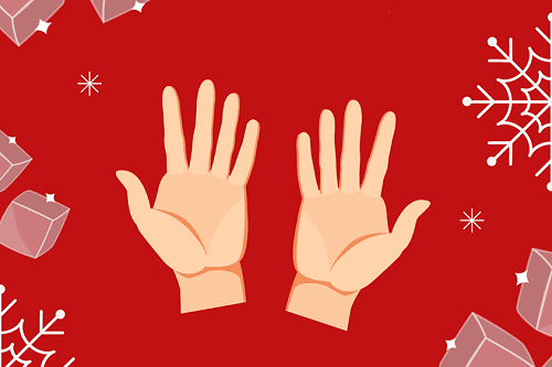 Obrazek przedstawiający dwie dłonie na czerwonym tle.