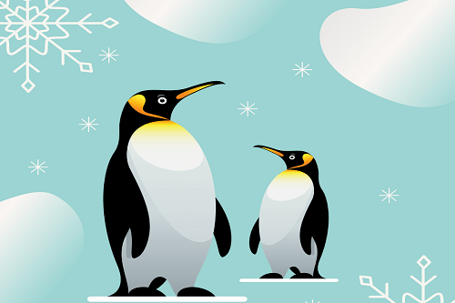 Obrazek przedstawiający dwa pingwiny