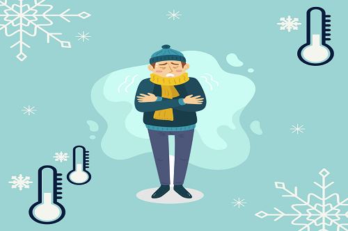 Obrazek przedstawiający marznącego człowieka