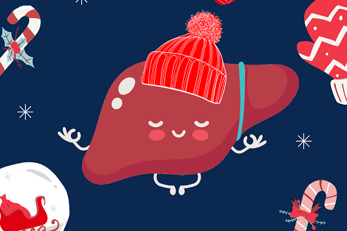 Obrazek przedstawiający wątrobę z nałożoną zimową czapką.