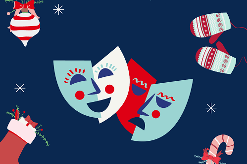 Obrazek przedstawiający dwie maski na granatowym tle.