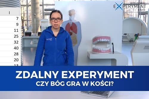 Miniaturka do filmu z cyklu ZDALNY EXPERYMENT pod tytułem Czy Bóg gra w kości? Na zdjęciu widać kobietę w niebieskim polarze.