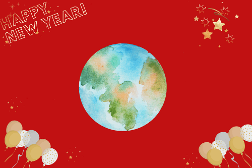 Obrazek przedstawiający glob na czerwonym tle.