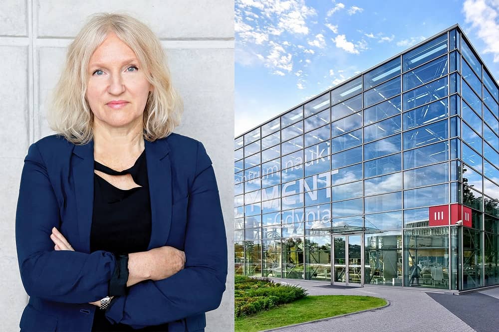 Zdjęcie Alicji Harackiewicz, obok zdjęcie budynku Experymentu