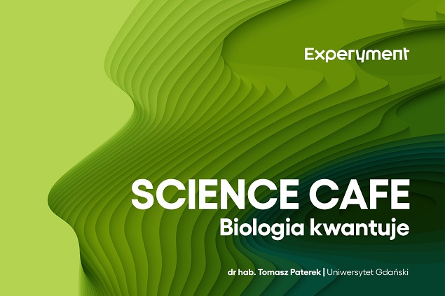 Plakat Science Cafe o biologi kwantowej