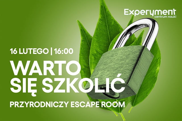 WARTO SIĘ SZKOLIĆ. Przyrodniczy escape room 2023 Grafika promująca warsztaty dla nauczycieli Warto się szkolić. przyrodniczy escape room.