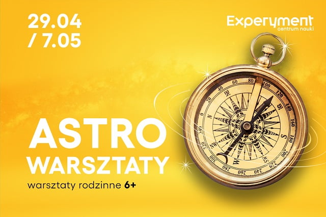 Astrowarsztaty 6+ Grafika promująca warsztaty rodzinne pt. elektroniczna układanka. Na zdjęciu widnieje płytka drukowana z podzespołami. Na grafice duży tytuł warsztatów i daty 4-5 i 11-12 marca.