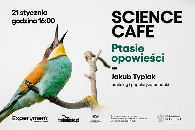 Plakat Science Cafe Ptasie opowieści z 21 stycznia 2024