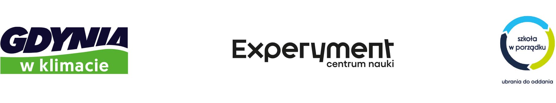 Logotypy: Gdynia w klimacie, Experyment, UDO Szkoła w porządku