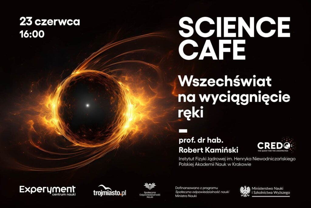 Grafika promująca Science Cafe w czerwcu 2024.