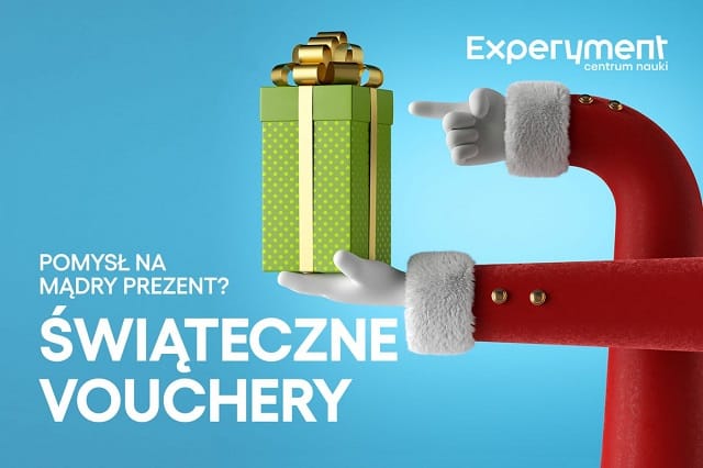 Grafika promująca świąteczne vouchery do Experymentu.