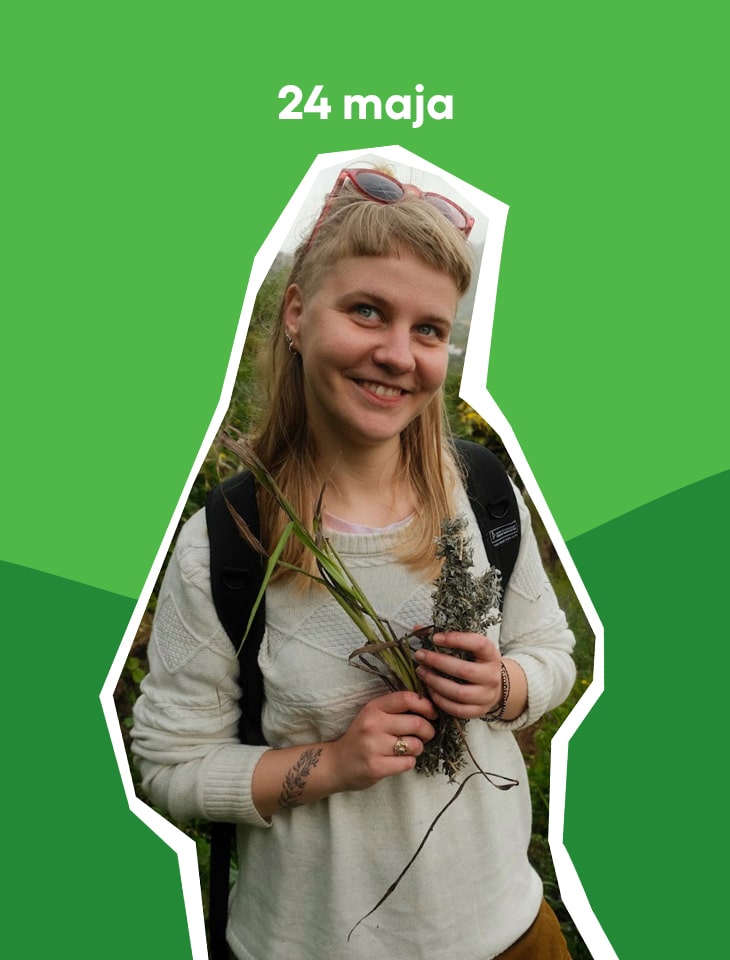 Kasia Banaś na zielonym tle i napis "24 maja"