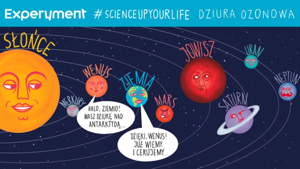 Komiks o dziurze ozonowej autorstwa Marty Frej.