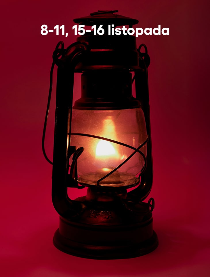 lampa naftowa i napis "8-11, 15-16 listopada"
