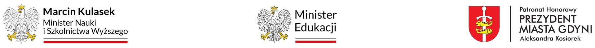 logotypy: Minister Nauki i Szkolnictwa Wyższego, Minister Edukacji, Prezydent Miasta Gdyni