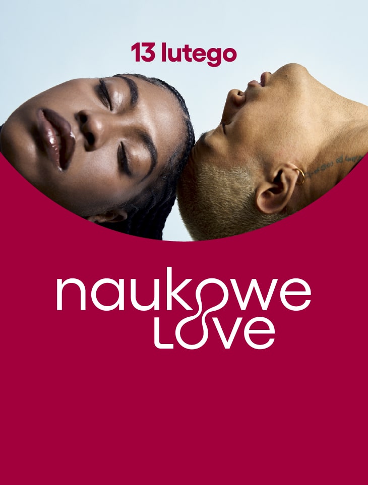 para mruży oczy, stykaja się głowami napis "13/02/26"