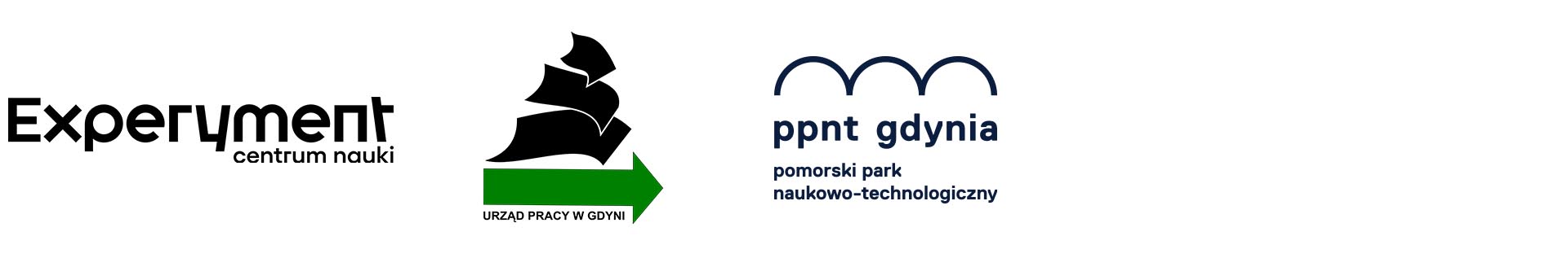 logotypy Experyment, Urząd pracy w Gdyni, Pomorski Park Naukowo-Technologiczny